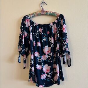 Off Shoulder Floral Blouse